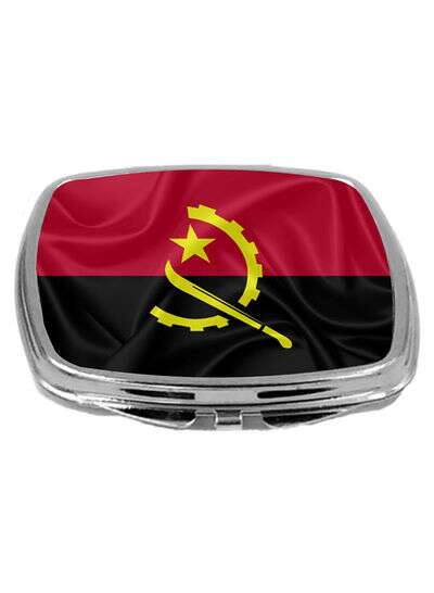 تصویر آینه جمع و جور طرح پرچم آنگولا قرمز/مشکی/زرد 