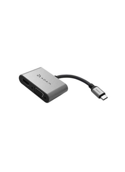 هاب USB 2 پورت Type-C خاکستری/مشکی