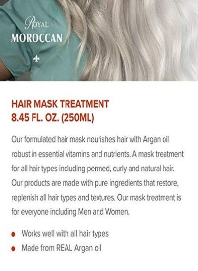 درمان موهای خشک فرمول رویال مراکش مرطوب کننده برای موهای خشک و رنگ شده 250 میلی لیتر 8.45 Fl.Oz، محصولات مو روغن آرگان مراکشی برای موهای رنگ شده، موهای وز شده.