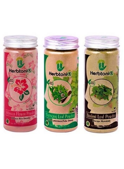 پودر گل هیبیسکوس 100% طبیعی 150 گرم پودر برگ Bhringraj 150 گرم پودر برگ براهمی 150 گرم برای پک مو (بسته 3 عدد 150 گرم X 3 = 450 گرم)