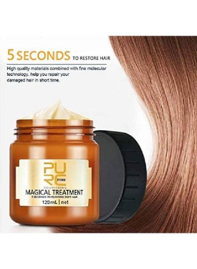 ماسک درمان موی جادویی Purc، نرم‌کننده حرفه‌ای مو مولکولی پیشرفته، نرم‌کننده موی نرم و عمیق، مناسب برای موهای خشک و آسیب دیده 5 ثانیه