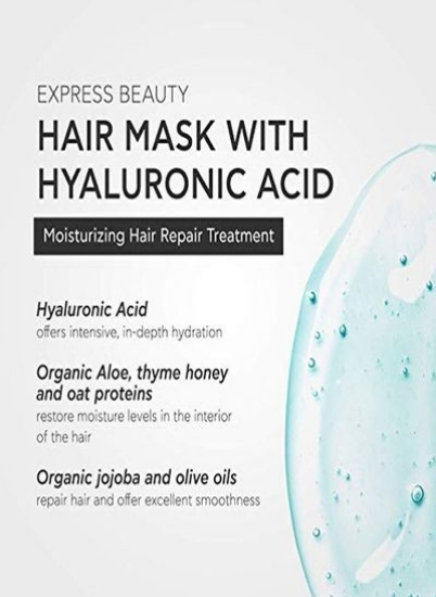 ماسک مو اکسپرس بیوتی با پک هیالورونیک اسید 6 x 068 FlOz | ماسک مو برای مرطوب کردن ترمیم و درمان شکاف مو حالت دهنده عمیق با روغن آلوئه و جوجوبا برای موهای آسیب دیده خشک