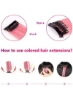 اکستنشن مو رنگی 22 اینچی مدل موی صاف، گیره هایلایت چند رنگ مهمانی در اکستنشن مو مصنوعی (10 عدد صورتی پرنسسی)