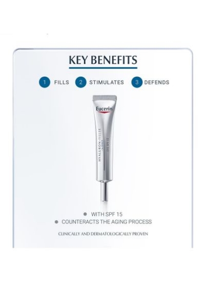 پرکننده هیالورون ضد پیری EUCERIN + 3X EFECT EYE SPF 15