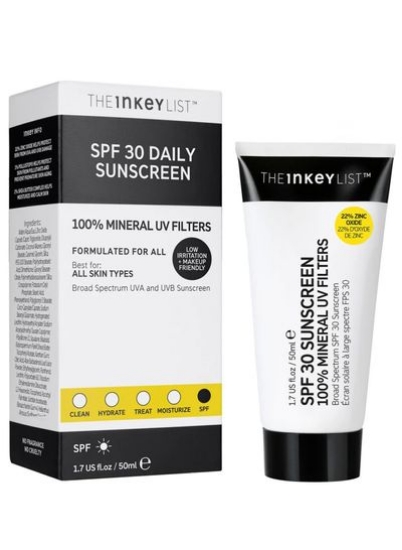 فیلترهای UV 100% معدنی ضد آفتاب The Inkey List SPF30 50ml