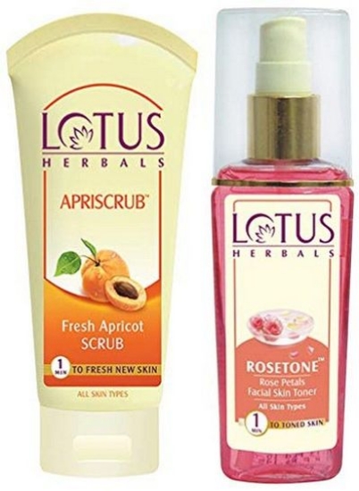 Apriscrub Fresh Apricot Scrub 100G &amp; Rosetone Rose Petals Facial Skin Toner 100ml