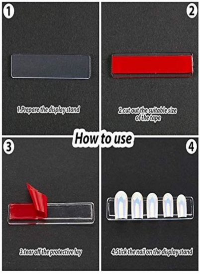 نگهدارنده صفحه نمایش ناخن شفاف 150 تکه با پرس نوار دو طرفه 5 متری روی ناخن لوازم بسته بندی ناخن نمایشگر هنر ناخن اکریلیک برای نمودار رنگ سالن ناخن