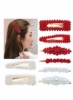 گیره موی مرواریدی، گیره موی مروارید مصنوعی، برای هدایای تولد ولنتاین، گیره موی Bling Hairpins Headwear Barrette tools styleing tools - قرمز و سفید، 8 عدد