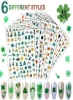 استیکر 18 ورقه ای St. Patrick&#39;S Nail Art استیکر سه بعدی خود چسب برگردان ناخن Leprechaun Shamrock استیکر ناخن Luck Of The Irish Nail Stickers با موچین برای تزئینات ناخن دخترانه دخترانه