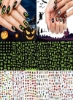 1000Pcs+ استیکرهای هنر ناخن هالووین درخشان و معمولی برگردان های ناخن فلورسنت درخشش خود چسب در تیره کدو تنبل خفاش شبح جادوگر عنکبوت DIY تزئین ناخن برای دختران زنانه 12 برگ