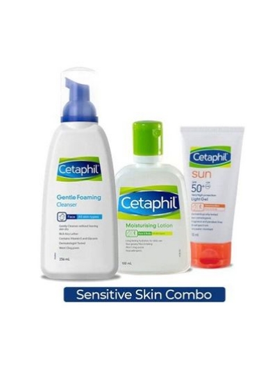 ترکیب پوست حساس ستافیل ; فومینگ پاک کننده لوسیون مرطوب کننده و کرم ضد آفتاب