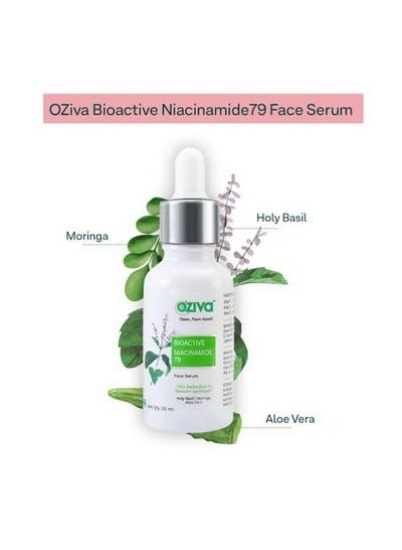 سرم صورت Bioactive Niacinamide79 برای مردان و زنان 30 میلی لیتر; اصلاح کننده آکنه و لکه های تیره ; انواع پوست ;نیاسین آمید آلوئه و مورینگا ; Vegan &amp; Crueltyfree