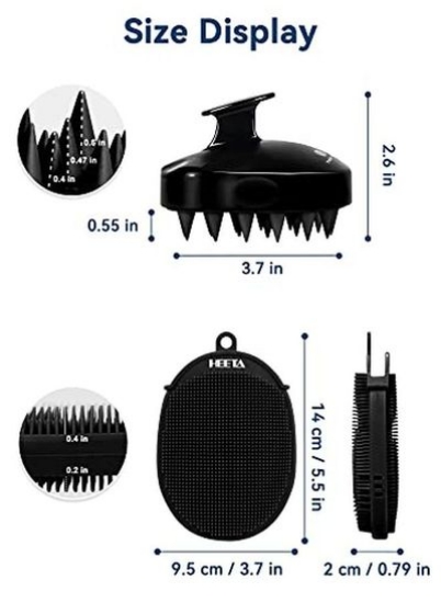 2 Pack ماساژور مو و برس بدن، اسکرابر سر، برس حمام لوفا سیلیکونی، اسکرابر برای حمام، برس شامپوی استفاده مرطوب و خشک برس لایه بردار مردانه، زنانه و حیوانات خانگی (مشکی)