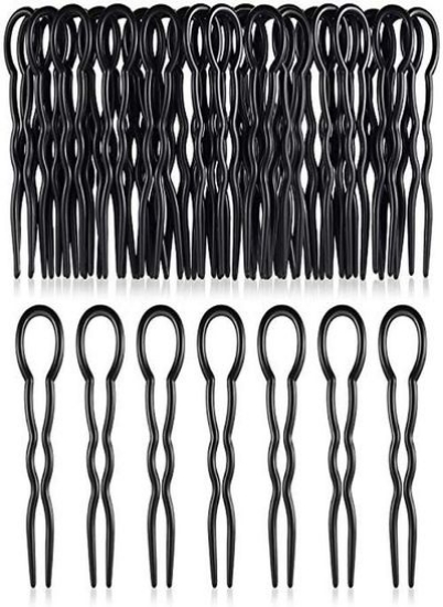 سنجاق های پلاستیکی 24 تکه سنجاق های دستگیره U شکل گیره های مارپیچی سریع دستگیره مو برای زنانه اکسسوری مدل موی بابی سنجاق (مشکی)