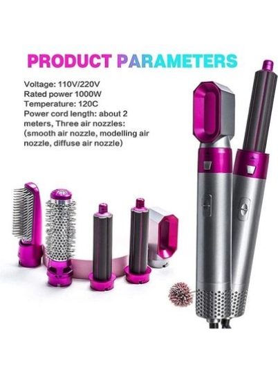 Styler 5 in 1 Hair Dryer Hot Air Brush Styler Negative Ion Hair Straightener Volumizer Hair Curler Hair Hair Wrap Brush