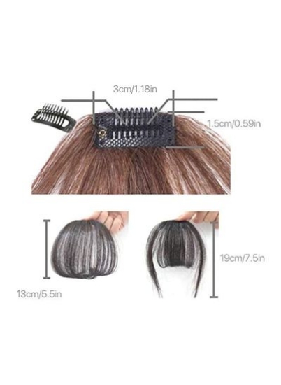 گیره استل در مدل موی چتری اکستنشن موی نازک بادی نازک زنانه گیره موی یک تکه فری کاملاً مرتب، موی راسته کناری اکستنشن مو با گیره (بدون لبه، قهوه ای تیره)