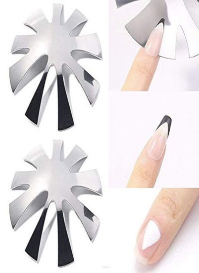 ماژول مانیکور لبه مانیکور ناخن از جنس استنلس استیل Easy French Smile Line Cutter Nail Art کاتر اکریلیک کیت ابزار مانیکور ناخن Edge Trimmer Diy Plate Module