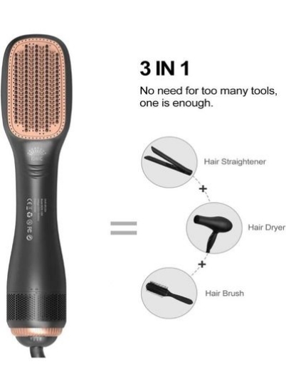 برس صاف کننده حرفه ای سشوار 2 در 1 برس صاف کننده هوای داغ حالت دهنده صاف کننده مو برقی شانه