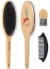 Ush، برس موی گراز بیستول، برس موی زنانه مردانه کودکان، برس موی چوبی برای موهای خیس، موهای خشک، رها کردن، ریزش مو، پخش روغن