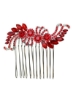 گیره شانه موی گلدار کریستال بدلیجات قرمز/نقره ای 3 در 2.5 اینچ
