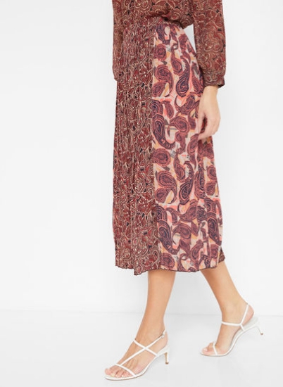 چند چاپ پیزلی دامن چین دار مارون