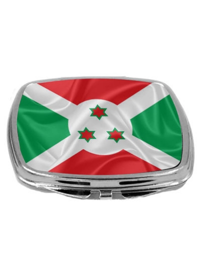 آینه جمع و جور طرح پرچم بوروندی قرمز/سبز/نقره ای