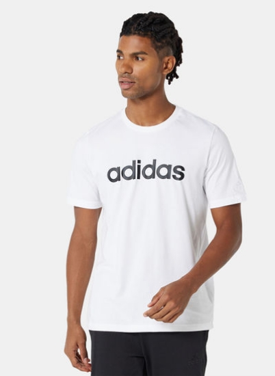 تی شرت با لوگوی خطی دوزی ضروری سفید/مشکی