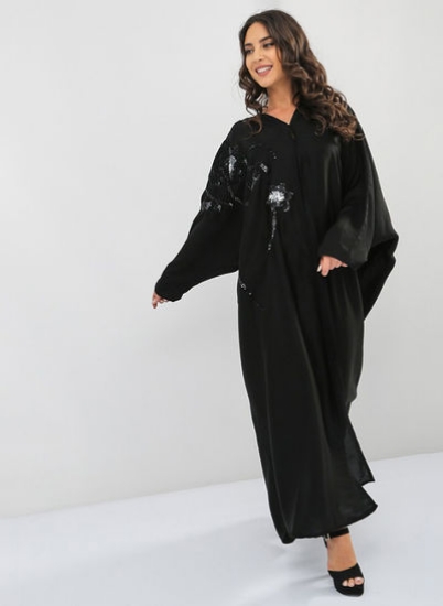 Sequin Embelled Kaftan ابایا Black