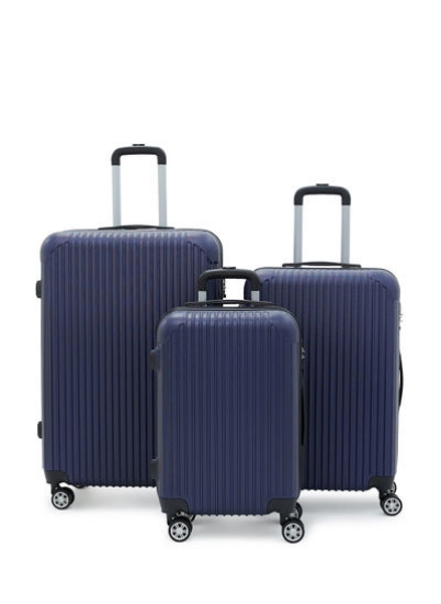 ست چرخ دستی چمدانی میله ای میله ای آهنی 3 تکه ABS با قفل TSA 20/24/28 اینچی آبی سرمه ای/مشکی
