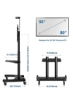 پایه تلویزیون موبایل با چرخ های قابل قفل برای تلویزیون های 55 تا 80 اینچی مشکی