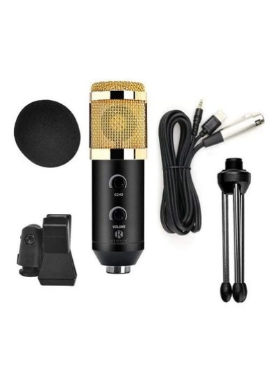 XLR Pin Interface Microphone Condenser Studio with Shockmount for Streaming Black