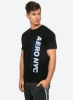 تی شرت آستین کوتاه چاپ شده با نام تجاری عمودی مشکی