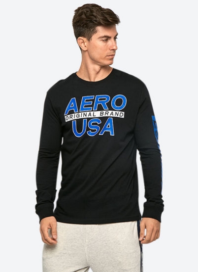 تی شرت آستین بلند با چاپ Aero Usa مشکی