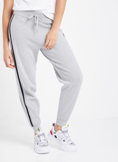 شلوار ژاکتی با بند کشی فلزی به رنگ خاکستری روشن