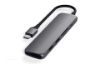 هاب و مبدل Satechi Slim Aluminum Type-C Multi-Port Adapter V2 with USB-C PD, 4K HDMI (60Hz), Micro/SD Card Readers, USB 3.0 - Compatible with 2020 MacBook Pro/Air M1 (Space Gray)