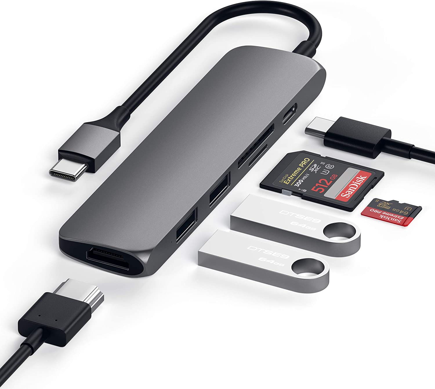 Satechi USB C Hub - Type-C Aluminum Stand & Hub - USB-C Data Port, Micro/SD  Card Readers, USB 3.0 & Headphone Jack Port - for M2/ M1 Mac Mini, Mac