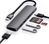 هاب و مبدل Satechi Slim Aluminum Type-C Multi-Port Adapter V2 with USB-C PD, 4K HDMI (60Hz), Micro/SD Card Readers, USB 3.0 - Compatible with 2020 MacBook Pro/Air M1 (Space Gray)