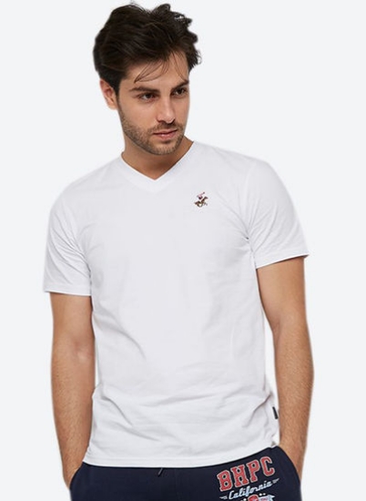 تی شرت یقه V جامد سفید