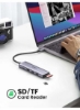 USB C Hub 6-IN-1 به آداپتور HDMI 4K 60Hz با 2 پورت USB 3.0 SD TF Card Reader 100W USB-C Power Delivery آلومینیومی برای M1 MacBook Pro Air iPad Pro 2021 Air Silver