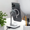 شارژر وایرلس مغناطیسی Satechi Aluminum 2-in-1 Magnetic Wireless Charging Stand – Compatible with iPhone 13 Pro Max/13 Pro/13 Mini/13 with MagSafe, AirPods Pro