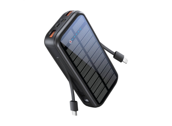 پاور بانک با پنل خورشیدی Promate EcoLight Solar Power Bank, With Built-in USB-C & Lightning Cables, 20000mAh Battery Capacity, 4-5 Hours Charging Time, Charge 5 Devices, 20W Power Delivery, USB-C