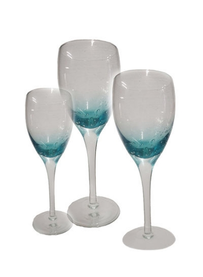 لیوان نوشیدنی 3 تکه شفاف/آبی 24x8.5 سانتی متر