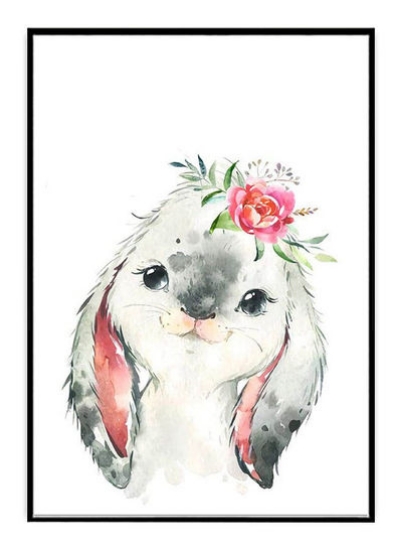 نقاشی روی بوم چاپ خرگوش چند رنگ 57 × 71 × 4.5 سانتی متر