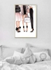 نقاشی بوم چاپ شده سه دختر مد پاریس، صورتی/مشکی/سفید 57 x 71 x 4.5 سانتی متر