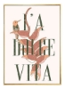 نقاشی بوم چاپ شده La Dolce Vita سبز/صورتی/قهوه ای 57*71*4.5 سانتی متر