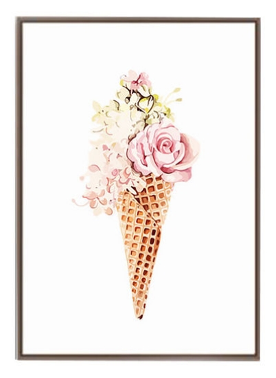 نقاشی روی بوم مخروطی گل چند رنگ 57 × 71 × 4.5 سانتی متر
