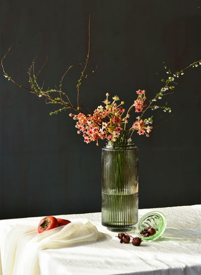 گلدان مدرن دست ساز شیشه ای مواد با کیفیت منحصر به فرد لوکس برای خانه شیک عالی BX1518-401 سبز 18 سانتی متری