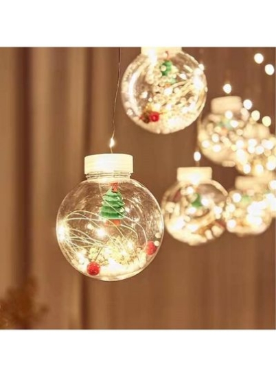 پلاگین لامپ پرده توپی آرزوی درخت کریسمس LED تزیین ویترین مغازه مدل سازی سیم مسی و سفید گرم