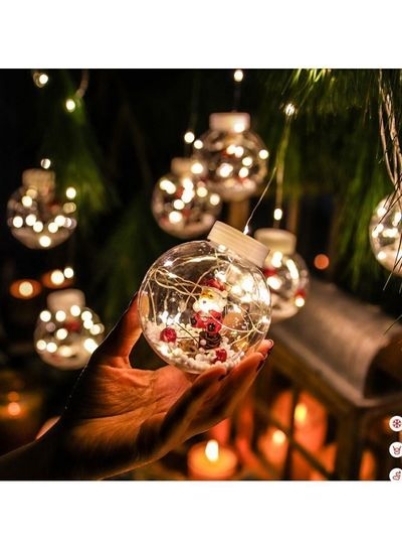 لامپ پرده توپی آرزوی بابا نوئل LED مدل دکوراسیون ویترین مغازه مدل سازی سیم مسی و سفید گرم