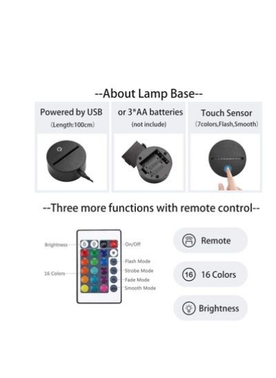 3D Illusion چند رنگ نور شب روشن کننده کودکان لامپ آبجو شیشه ای دکمه لمسی USB Nightlight تجسم منحصر به فرد جلوه های نورپردازی هنر مجسمه نور